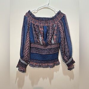 VENUS Blue and Pink Patterned Blouse